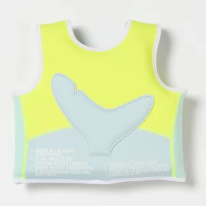 SUNNYLiFE Swim Vest Salty the Shark Aqua Neon Yellow 2-3Y