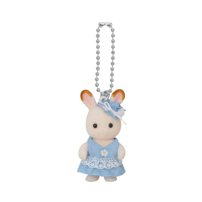 Sylvanian Families Keychain Chocolate Rabbit Baby Bluebell Dress