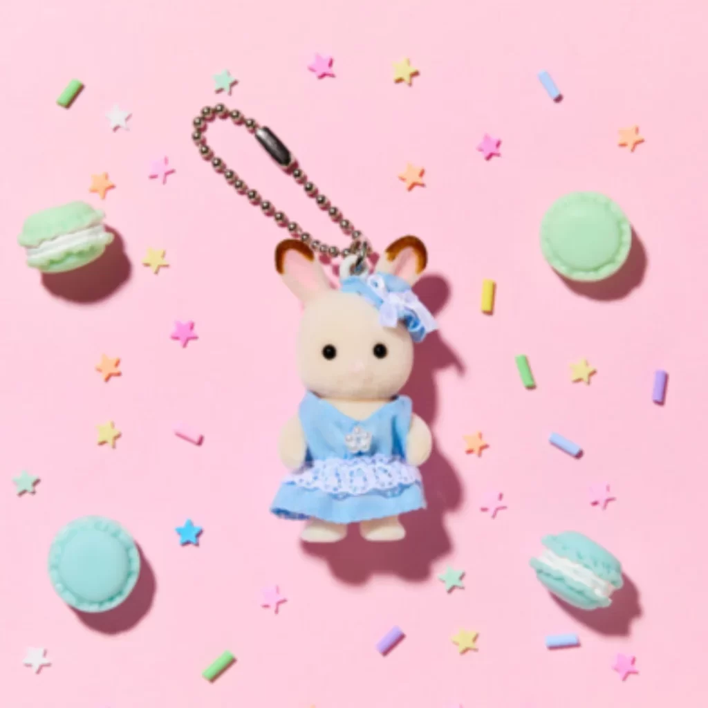 Sylvanian Families Keychain Chocolate Rabbit Baby Bluebell Dress - Image 3