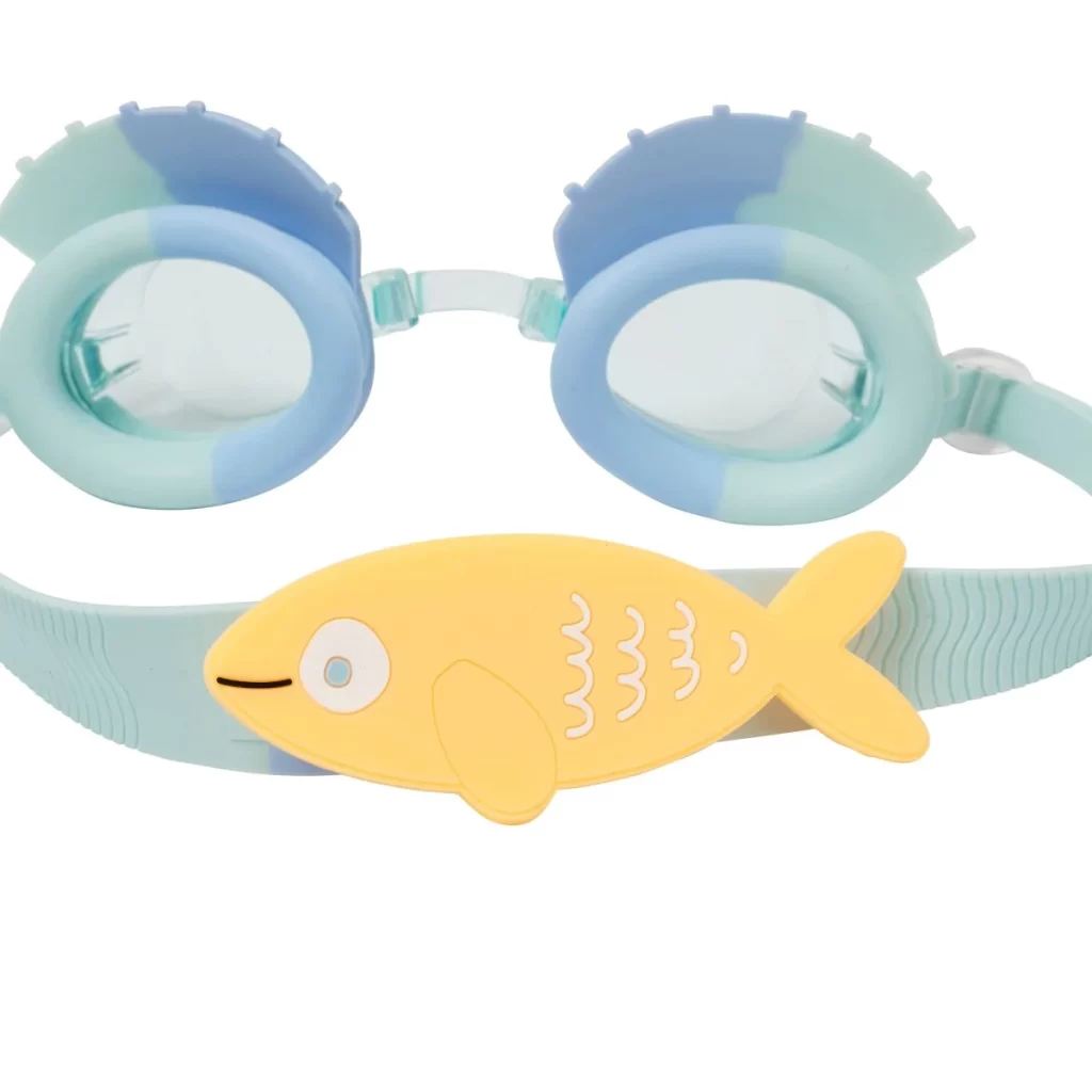 SUNNYLiFE Kids Swim Goggles Finn the Fish Aqua Blue - Image 5