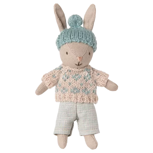 Maileg Micro Winter Rabbit Sand Mint