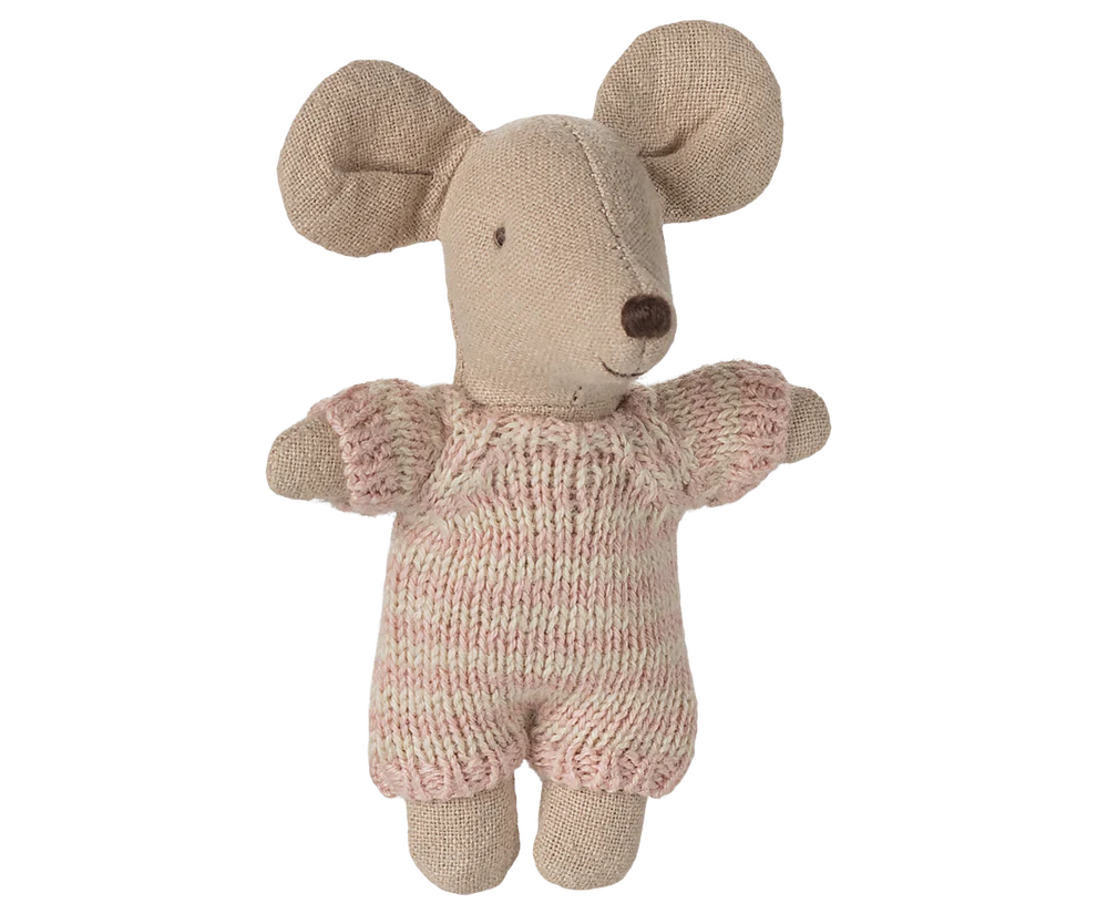 Maileg Baby Mouse in Carry Cot - Rose - Image 5
