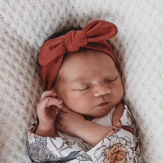 Snuggle Hunny Kids Topknot Headband Deep Rust