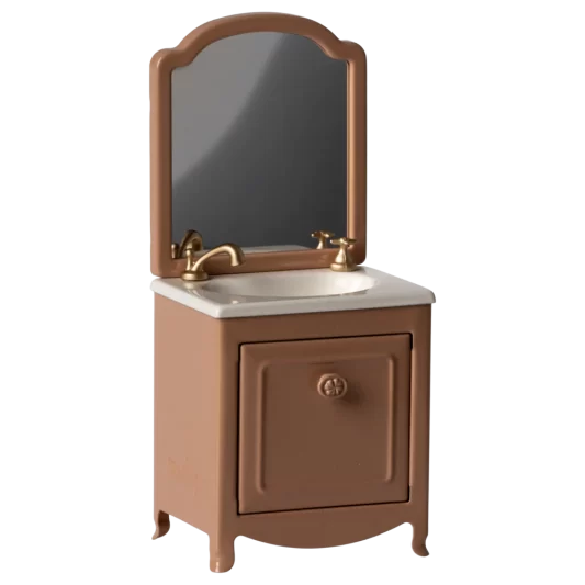 Maileg Mouse Sink Dresser & Mirror Dark Powder