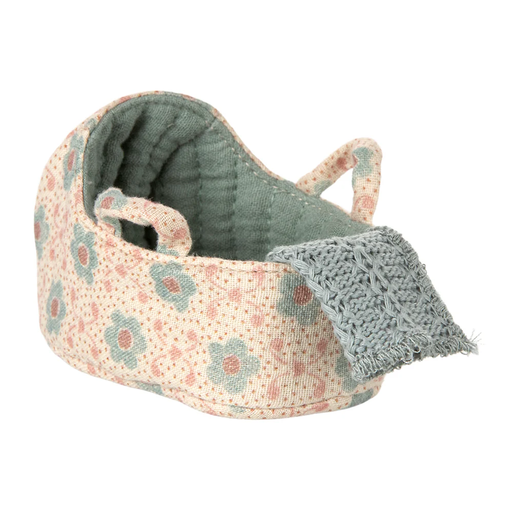 Maileg Mouse Baby Carry Cot Blue