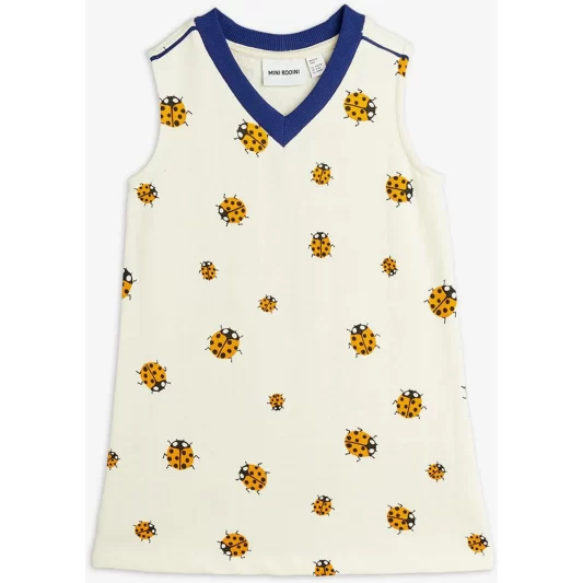 Mini Rodini SS25 Ladybugs AOP Sweatdress - Off-white - 3 - 5 YEARS (104/110)