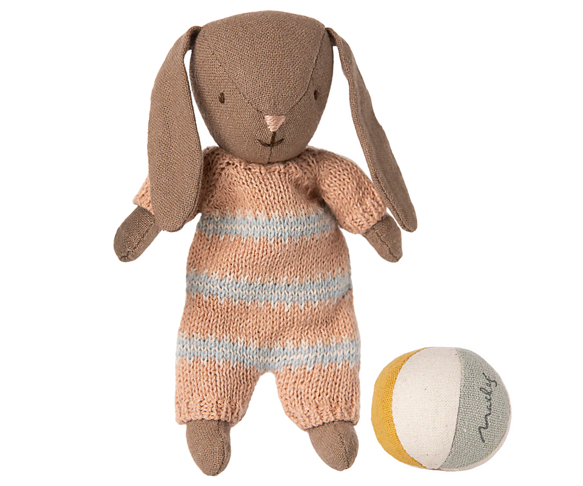 Maileg Micro Bunny Set Brown / Dusty rose