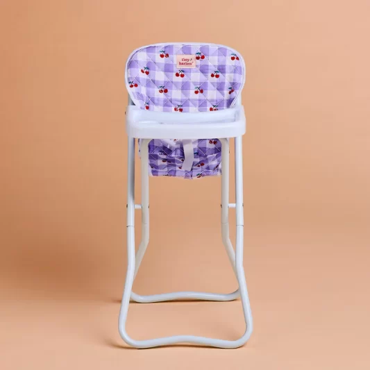 Tiny Harlow Doll Highchair - Lilac Cherry Gingham