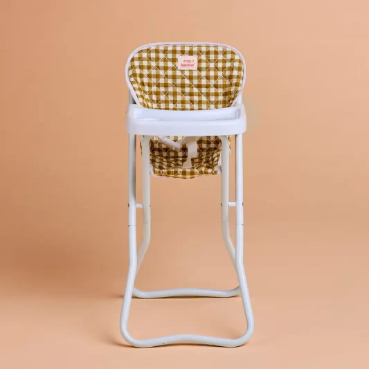 Tiny Harlow Doll Highchair - Mustard Gingham