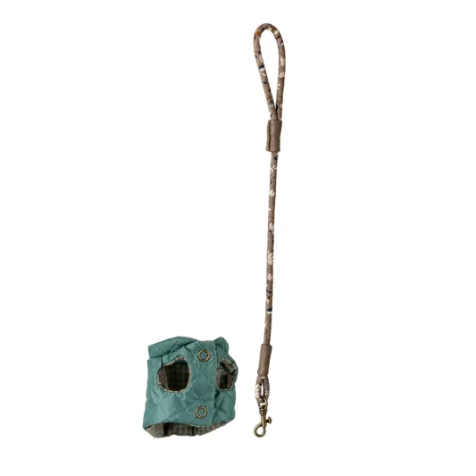 Maileg Pet Supply Harness and Leash - Dark Mint