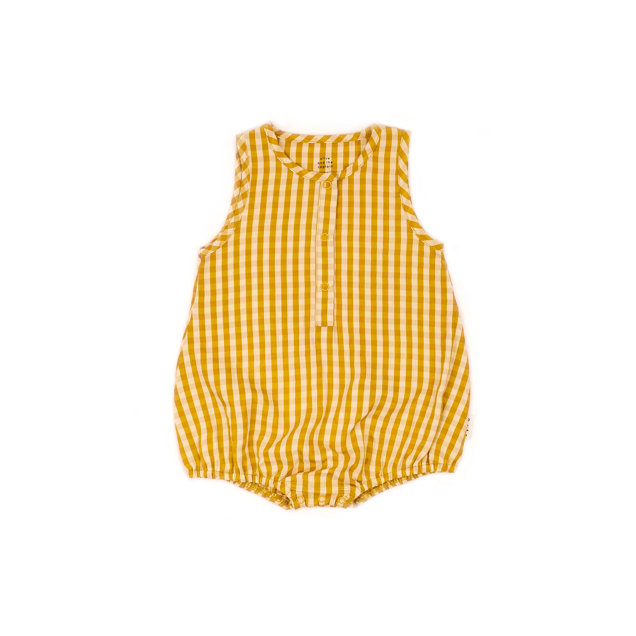 Olive + The Captain SS21 Lemon Gingham Bubble Romper