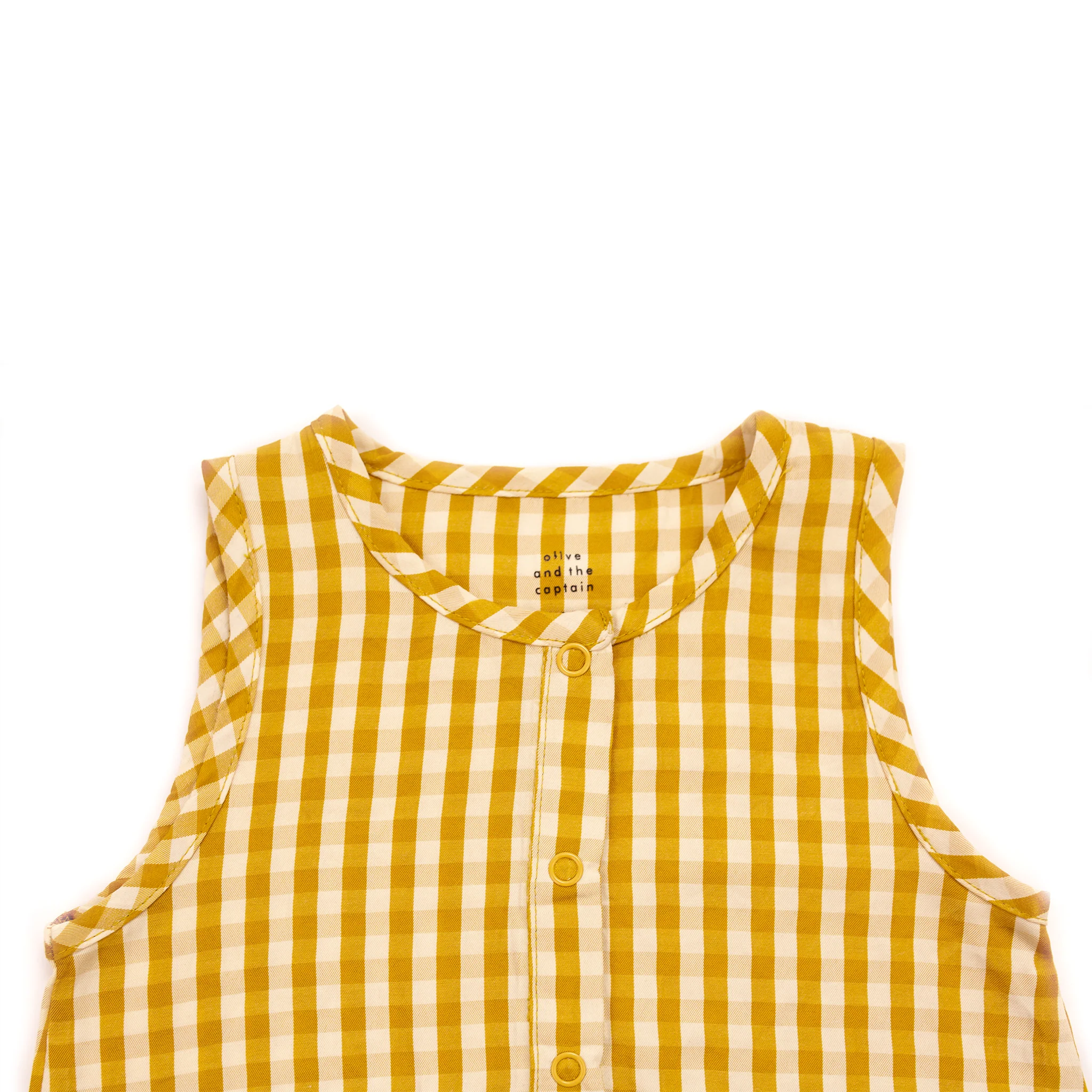Olive + The Captain SS21 Lemon Gingham Bubble Romper - Image 4