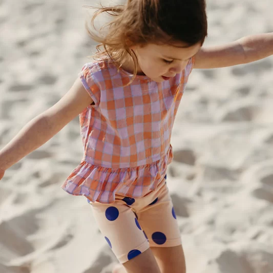 Olive + The Captain SS21 Peach Plum Gingham Boxy Singlet