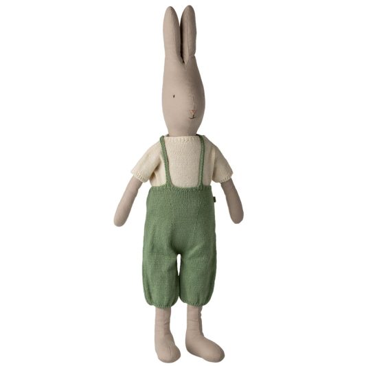 Maileg Rabbit Size 5 Classic Knitted Shirt and Green Overall