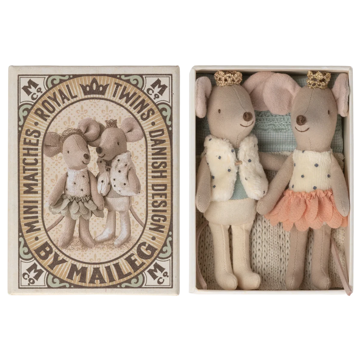 Maileg Mice in Matchbox Little Brother & Sister – Royal Twin