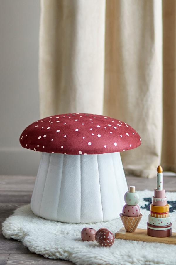 Bloomingville Mini Mushroom Toadstool Lue Pouf Stool Red - Image 6