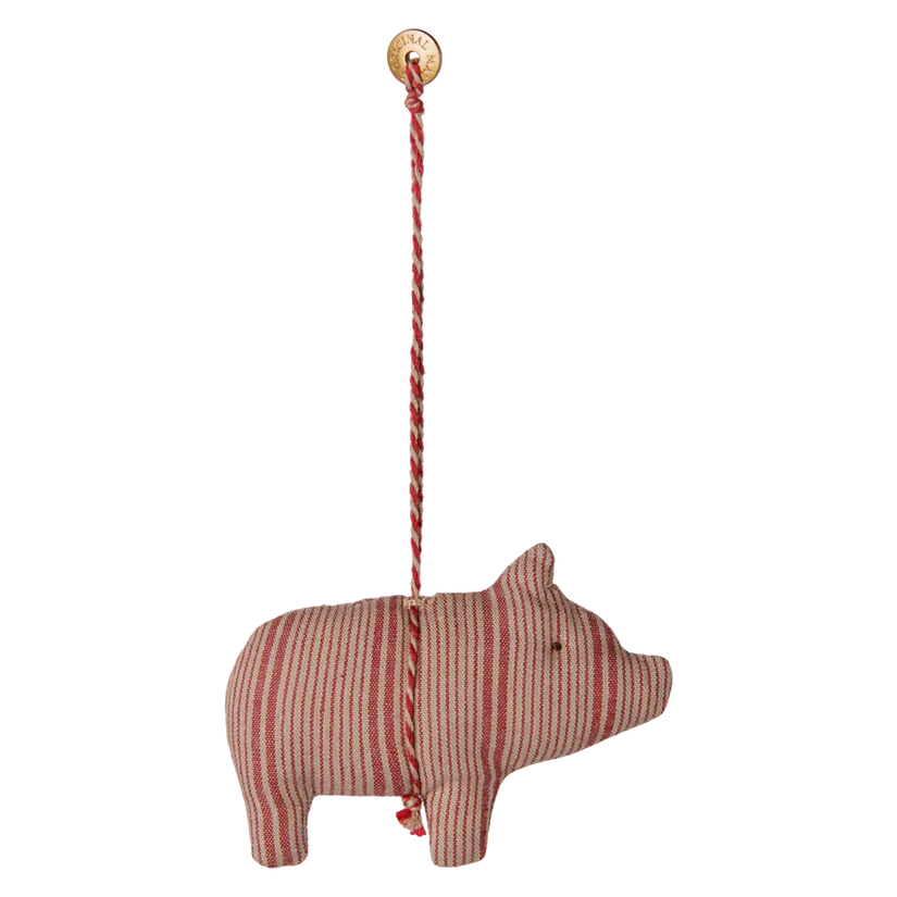 Maileg Pig Ornament Stripe Red-Sand