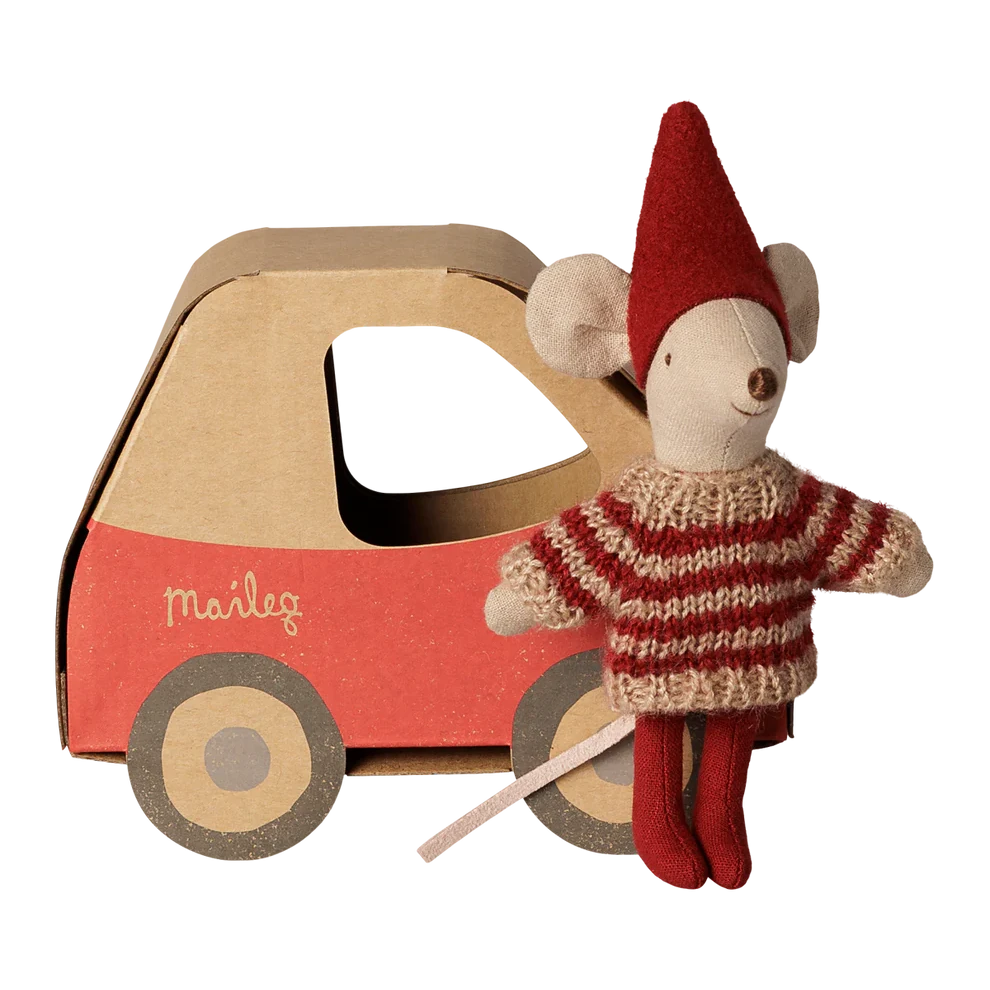 Maileg Christmas Mouse Little Sister in Car Box