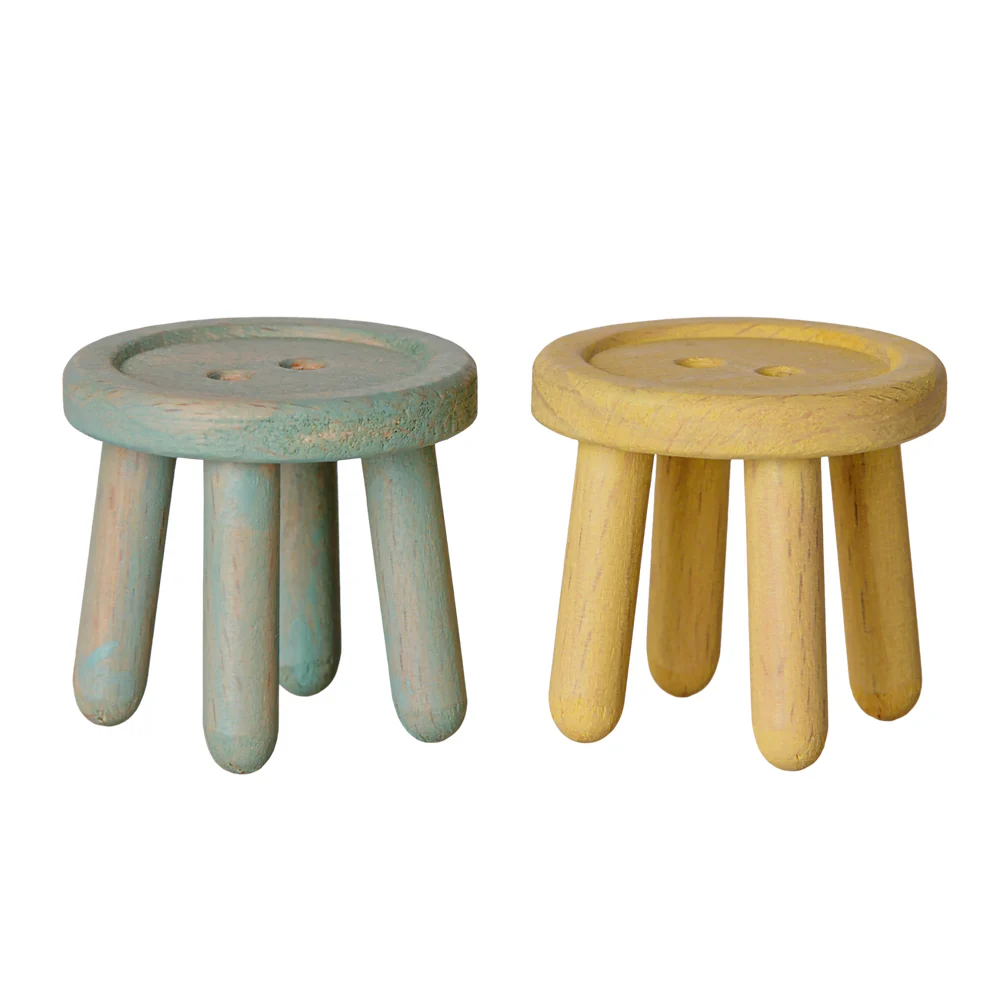 Maileg Mouse Stool Set Mint / Light Yellow