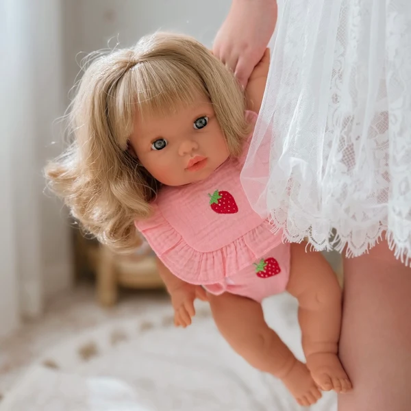 Salli Collective Frilled Bib & Diaper Doll Set Strawberry - Fits 34-38cm Dolls - Image 6