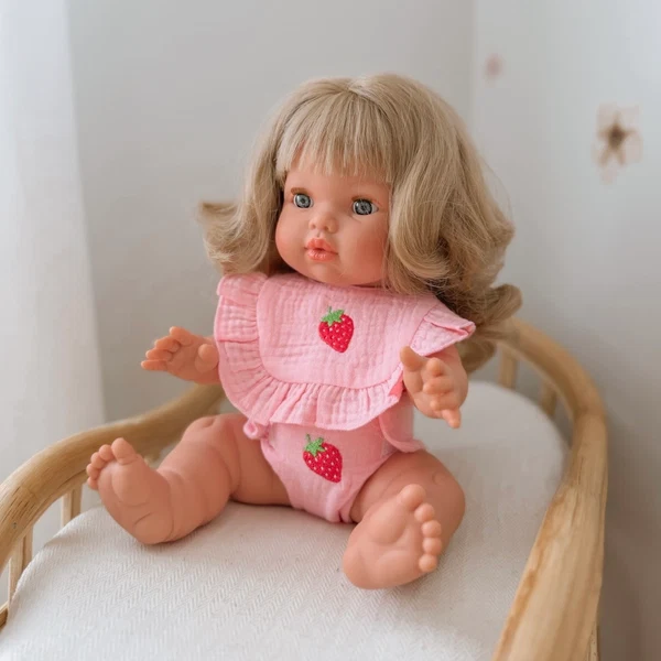Salli Collective Frilled Bib & Diaper Doll Set Strawberry - Fits 34-38cm Dolls - Image 5