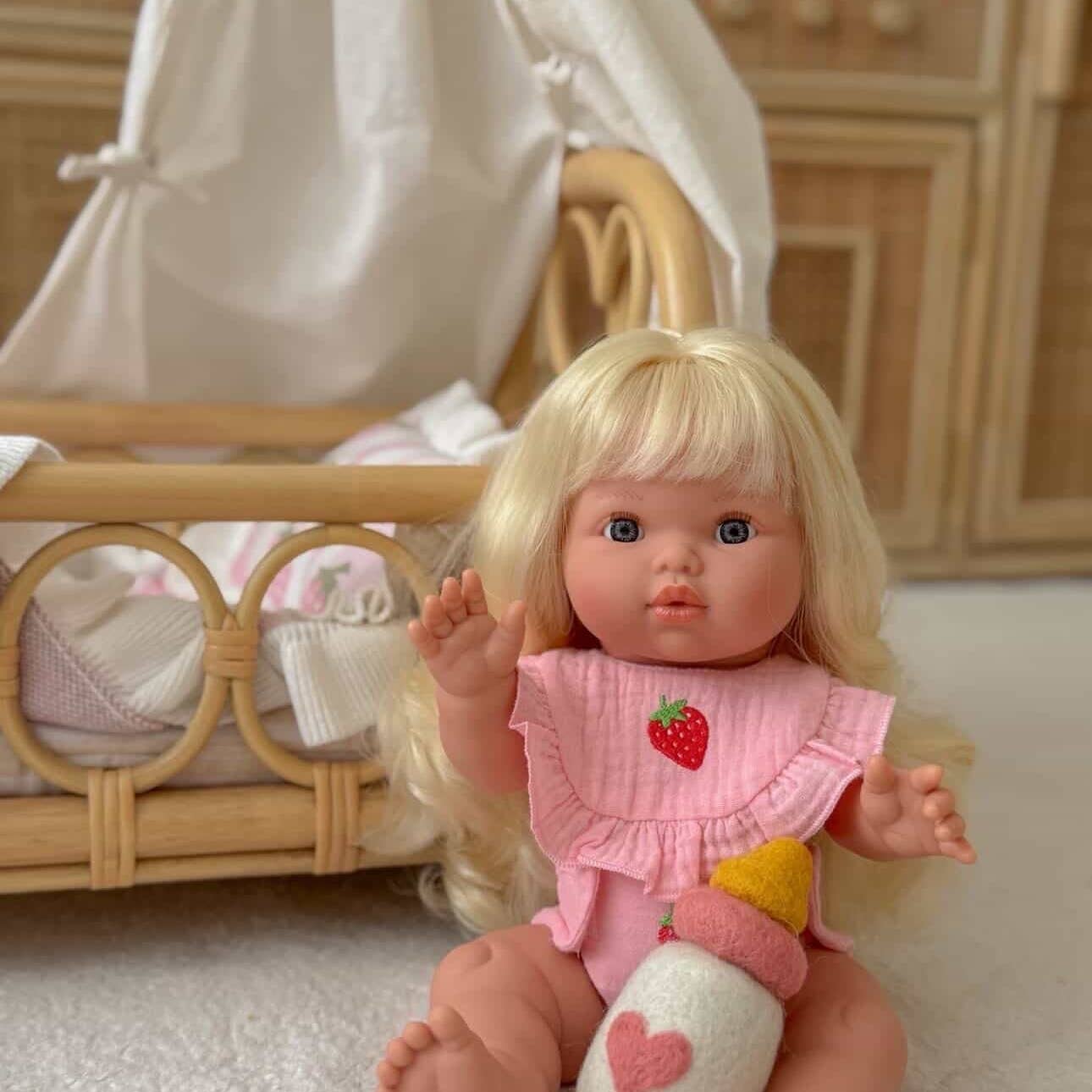 Salli Collective Frilled Bib & Diaper Doll Set Strawberry - Fits 34-38cm Dolls - Image 7