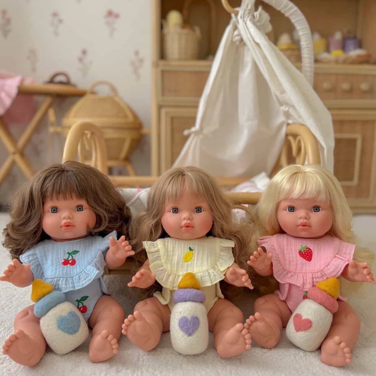 Salli Collective Frilled Bib & Diaper Doll Set Strawberry - Fits 34-38cm Dolls - Image 10