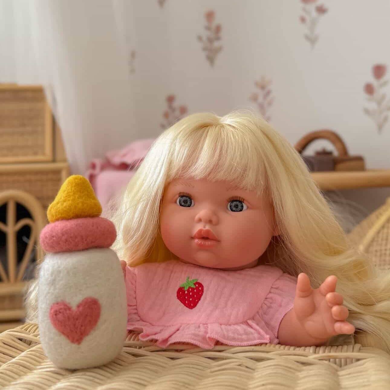 Salli Collective Frilled Bib & Diaper Doll Set Strawberry - Fits 34-38cm Dolls - Image 8