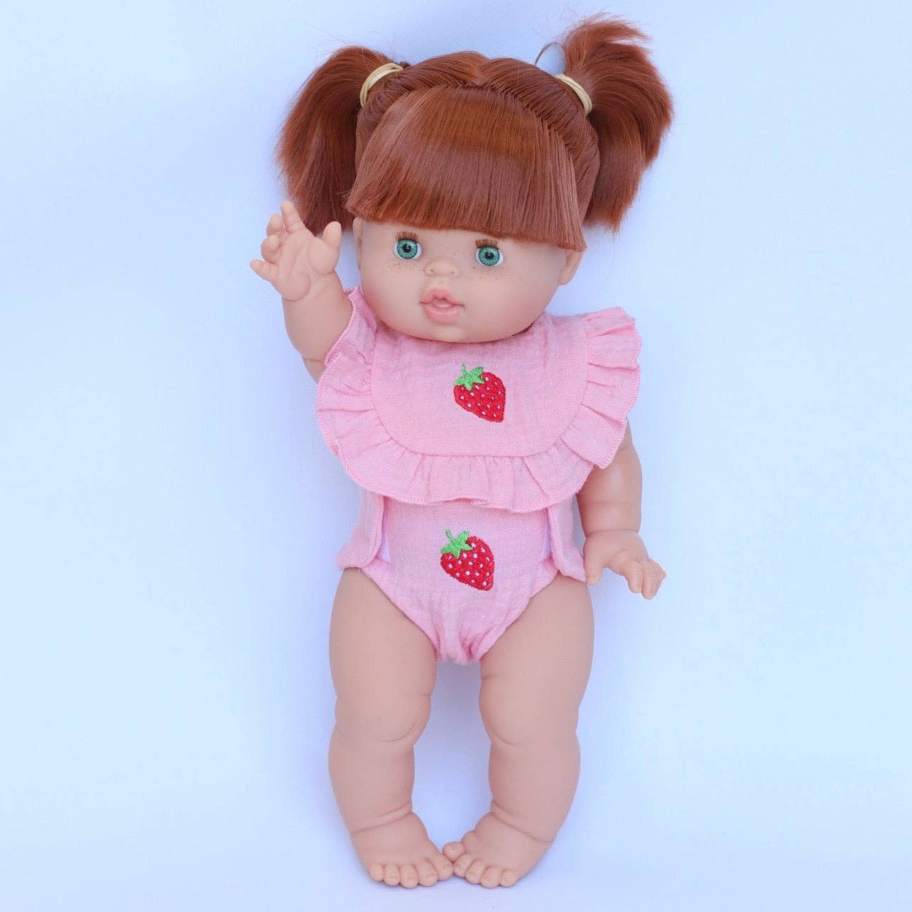 Salli Collective Frilled Bib & Diaper Doll Set Strawberry - Fits 34-38cm Dolls - Image 3