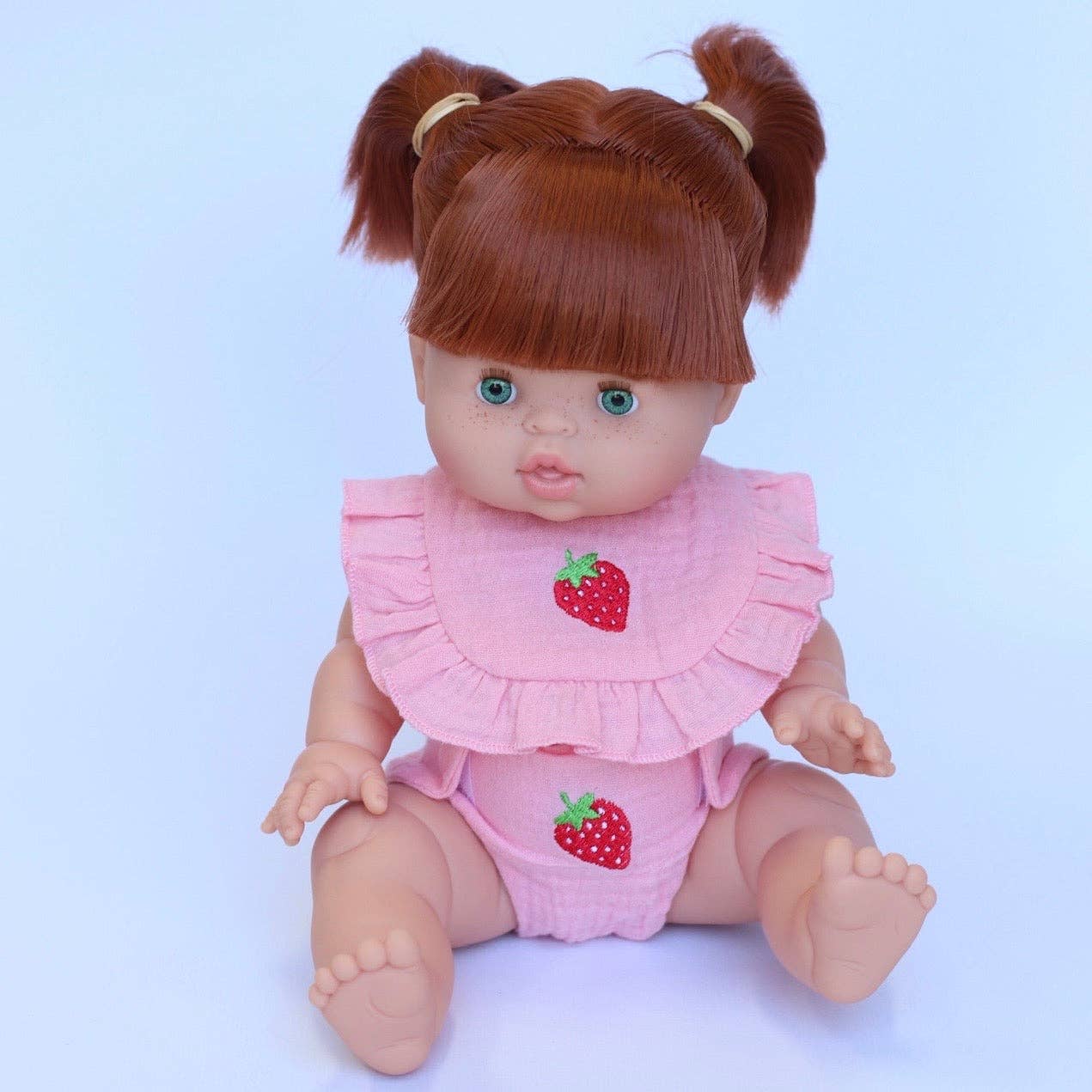 Salli Collective Frilled Bib & Diaper Doll Set Strawberry - Fits 34-38cm Dolls